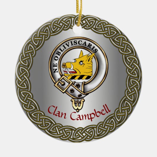 Campbell Clan Badge & Tartan Thistle Personalized Keramik Ornament (Vorne)