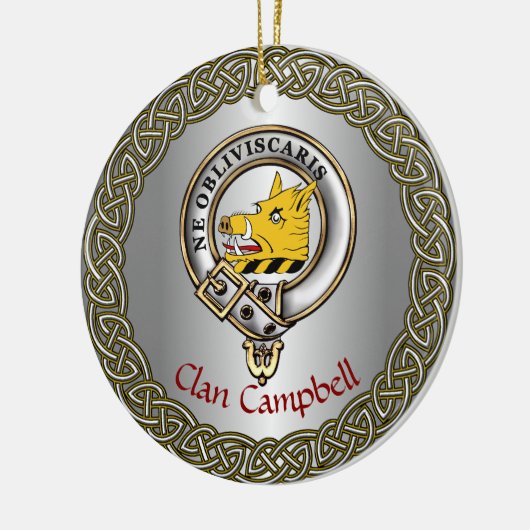 Campbell Clan Badge & Tartan Thistle Personalized Keramik Ornament (Links)