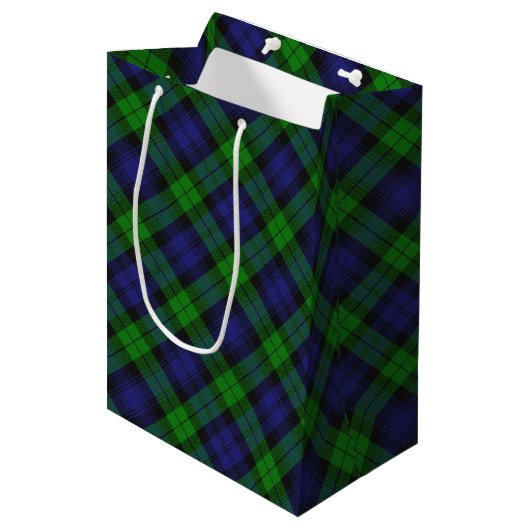 Campbell Clan Tartan Kariert Black Watch Mittlere Geschenktüte (Vorderseite Schrägansicht)