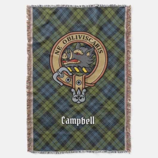 Campbell Crest over Tartan Decke (Vorderseite Vertikal)