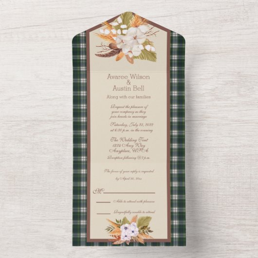 Campbell Dress Modern Scottish Tartan All In One Einladung (Innen Boden)