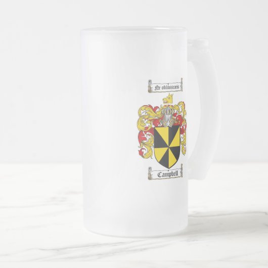 CAMPBELL-FAMILIENWAPPEN - CAMPBELL-WAPPEN MATTGLAS BIERGLAS (VorderseiteRechts)