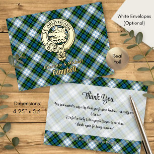 Campbell Familienwappen über Dress Tartan Folie Einladungspostkarte
