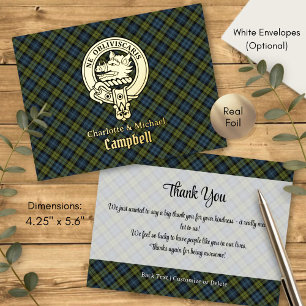 Campbell Familienwappen über Tartan Folie Einladungspostkarte