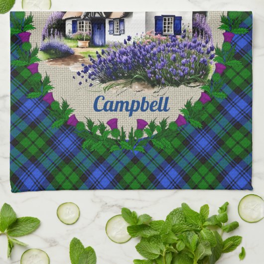 Campbell Gestank Hütte & Tartan Personalisiert Geschirrtuch (Gefaltet)
