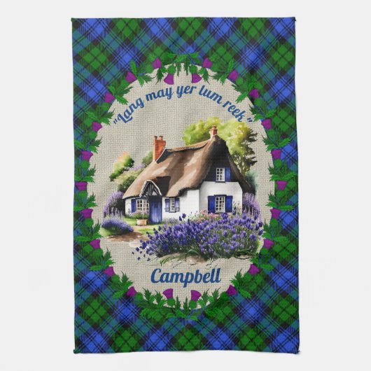 Campbell Gestank Hütte & Tartan Personalisiert Geschirrtuch (Vertikal)