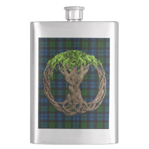 Campbell Military Tartan und keltischer Baum des L Flachmann