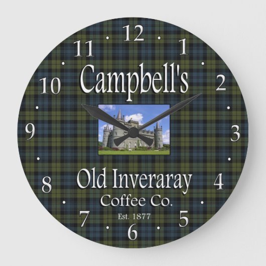 Campbell’s Old Inveraray Coffee Co. Wall Clock Große Wanduhr (Vorderseite)