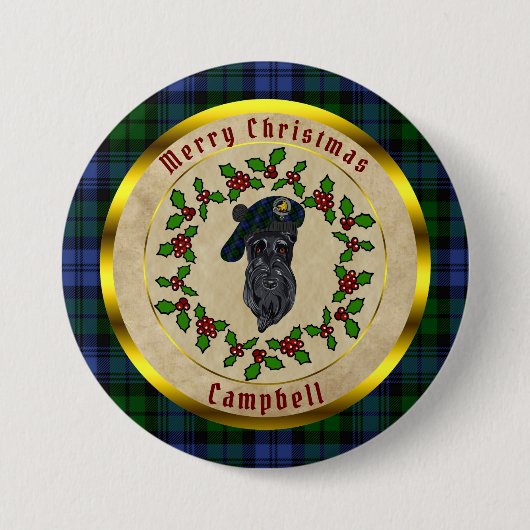 Campbell Scottie Dog Christmas Button (Vorderseite)