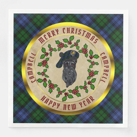 Campbell Scottie Dog Christmas Paper Dinner Napkin Serviette (Vorderseite)