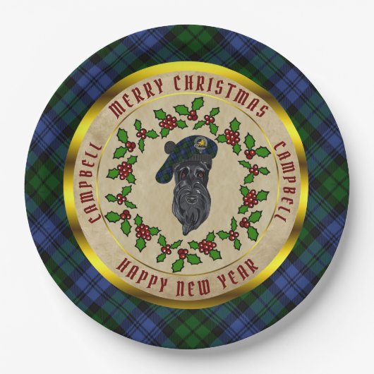 Campbell Scottie Dog Christmas Paper Plate Pappteller (Vorderseite)