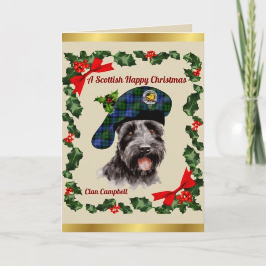 Campbell Scottie Dog Personalisiert Xmas Karte (Vorderseite)