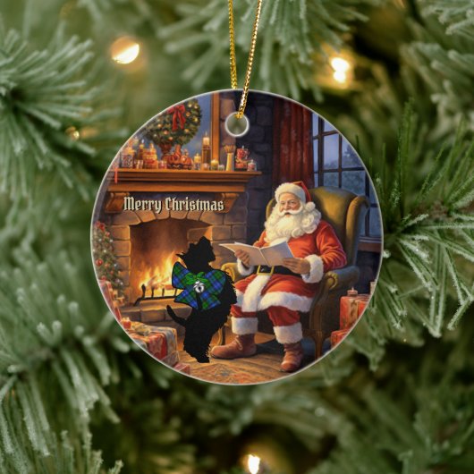 Campbell Scottie Dog & Santa Personalisiert Keramik Ornament (Baum)