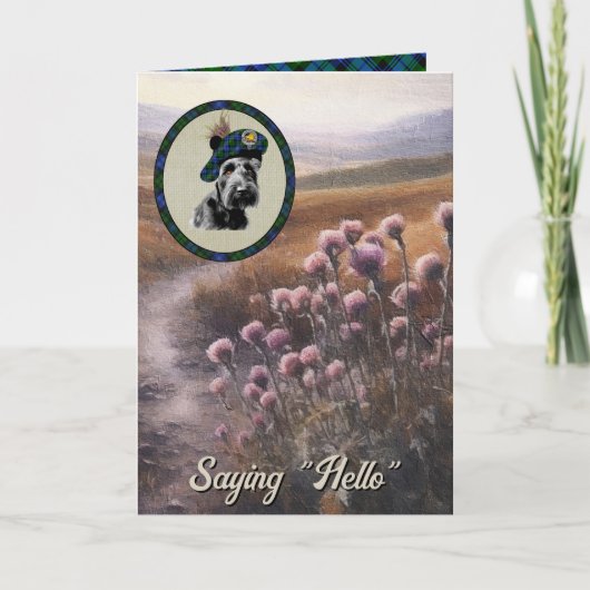 Campbell Scottie Dog & Tartan Personalisierte Kart Karte (Vorderseite)