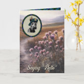 Campbell Scottie Dog & Tartan Personalisierte Kart Karte (Gelbe Blume)