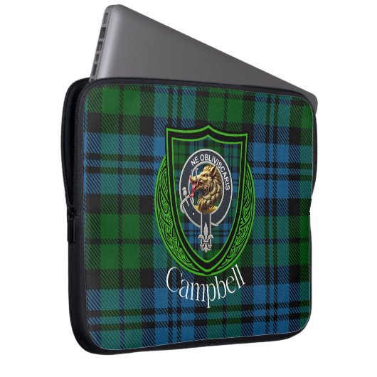 Campbell Scottish Clan Tartan and Crest Laptopschutzhülle (Vorne Rechts)