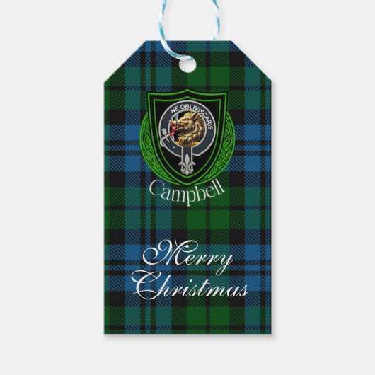 Campbell Scottish Clan Tartan & Crest Geschenkanhänger (Vorderseite)