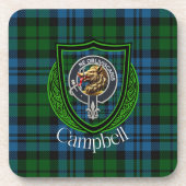 Campbell Scottish Clan Tartan & Crest Getränkeuntersetzer (Vorderseite)