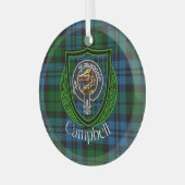 Campbell Scottish Clan Tartan & Crest Ornament Aus Glas (Vorderseite links)