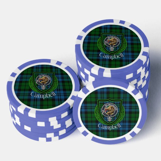 Campbell Scottish Clan Tartan & Crest Pokerchips (Stapel)