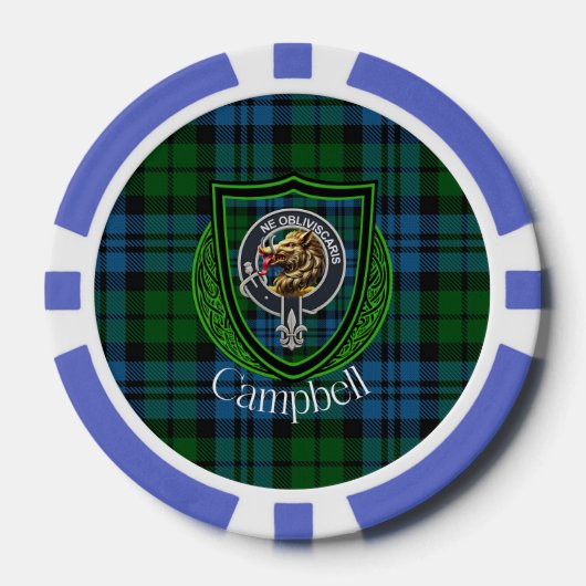Campbell Scottish Clan Tartan & Crest Pokerchips (Vorderseite)