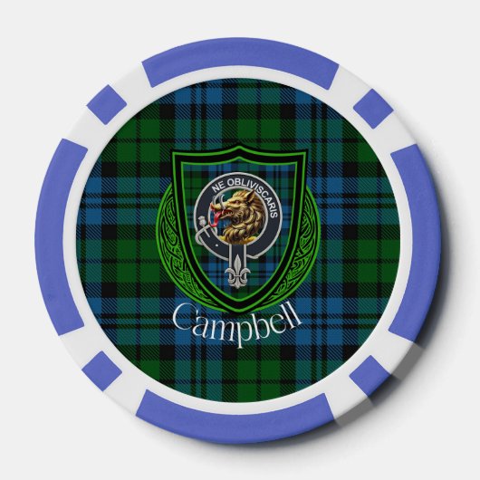 Campbell Scottish Clan Tartan & Crest Pokerchips (Rückseite)