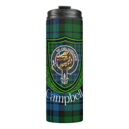 Campbell Scottish Clan Tartan & Crest Thermosbecher (Vorderseite)