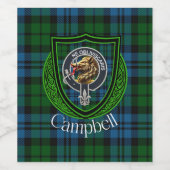 Campbell Scottish Clan Tartan & Crest Weinetikett (Einzelnes Label)