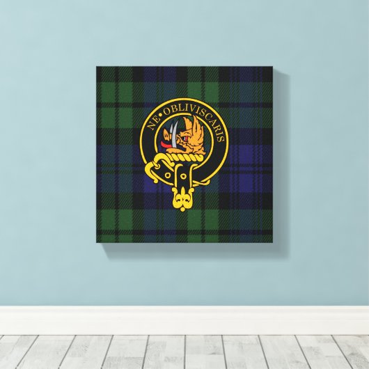 Campbell Scottish Wappen und Tartan Canvas print Leinwanddruck (Insitu (Holzboden))