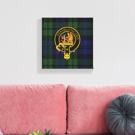 Campbell Scottish Wappen und Tartan Canvas print Leinwanddruck (Insitu (Wohnzimmer))