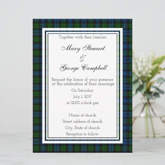 Campbell Scottish Wedding Einladung (Stehend Vorderseite)