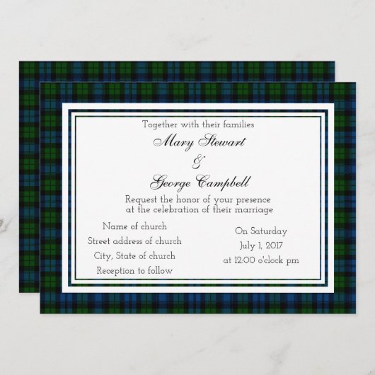Campbell Scottish Wedding Einladung (Vorne/Hinten)