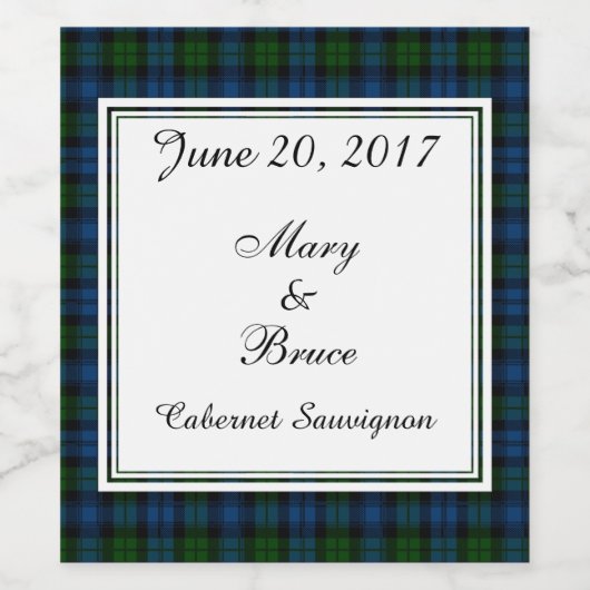 Campbell Scottish Wedding Wine Label Weinetikett (Einzelnes Label)