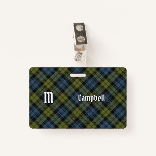 Campbell Tartan Abzeichen Ausweis (Vorderseite mit Klammer)