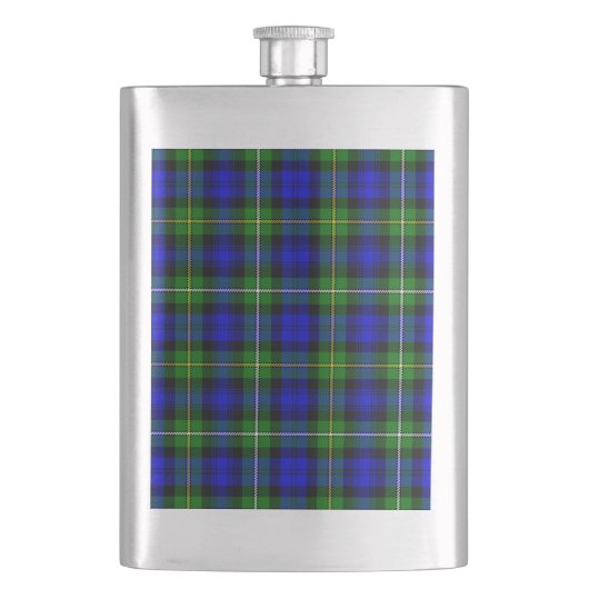 Campbell Tartan Blau kariert Flachmann (Vorderseite)