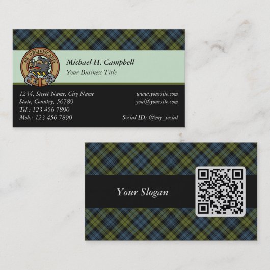Campbell Tartan Business Card Visitenkarte (Vorne/Hinten)