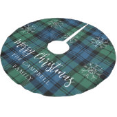 Campbell Tartan Green Blue Snowflakes Rustikal Kar Polyester Weihnachtsbaumdecke (Schrägansicht)