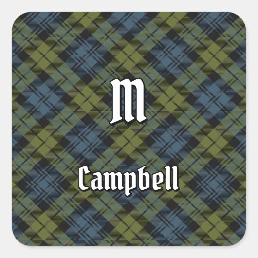 Campbell Tartan Quadratischer Aufkleber (Vorderseite)