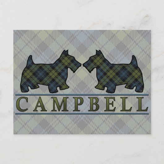 Campbell Tartan Scottie Dogs Postkarte (Vorderseite)