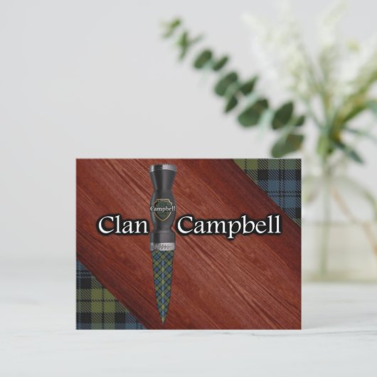 Campbell Tartan Scottish Sgian Dubh Blade Postkarte (Stehend Vorderseite)