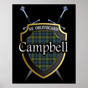 Campbell Tartan Scottish Shield & Schwerter Poster