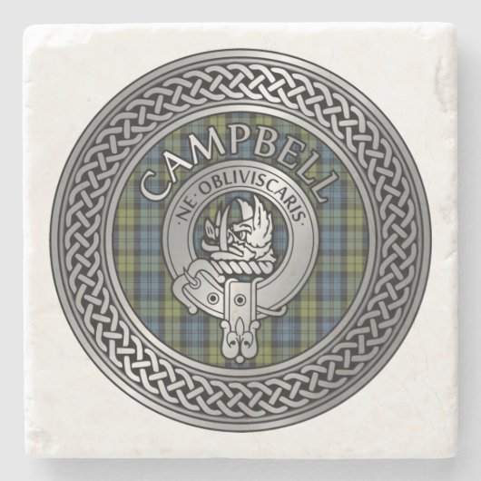 Campbell Wappen & Tartan Knot Stone Untersetzer (Vorderseite)