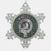 Campbell Wappen & Tartan Schneeflocken Zinn-Ornament (Vorderseite)