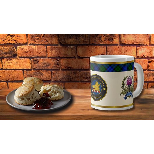 Campbell Wappen & Tartan w/Thistle Personalisiert Jumbo-Tasse