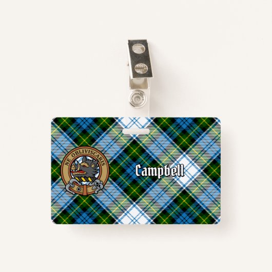 Campbell Wappen über Dress Tartan Ausweis (Vorderseite mit Klammer)