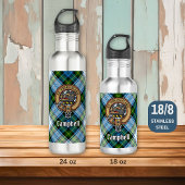 Campbell Wappen über Dress Tartan Edelstahlflasche