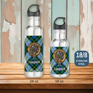 Campbell Wappen über Dress Tartan Edelstahlflasche