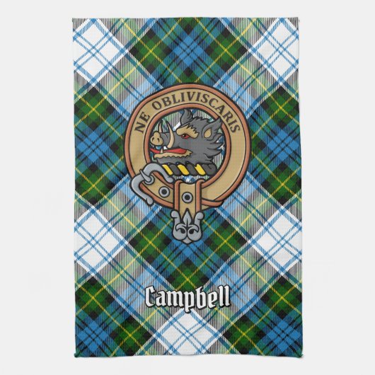 Campbell Wappen über Dress Tartan Geschirrtuch (Vertikal)