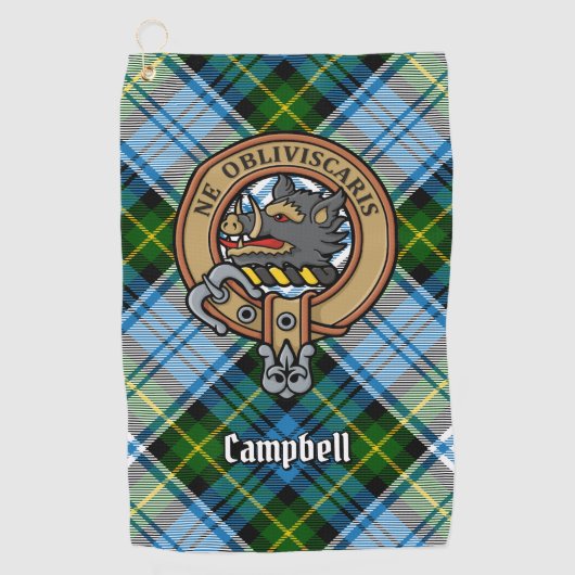 Campbell Wappen über Dress Tartan Golfhandtuch (Vorderseite)