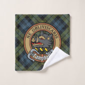 Campbell Wappen über Tartan Badhandtuch Set (Waschlappen)